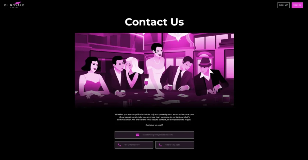 Contact methods at El Royale