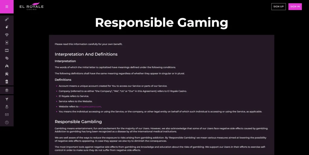 How El Royale ensures responsible gaming