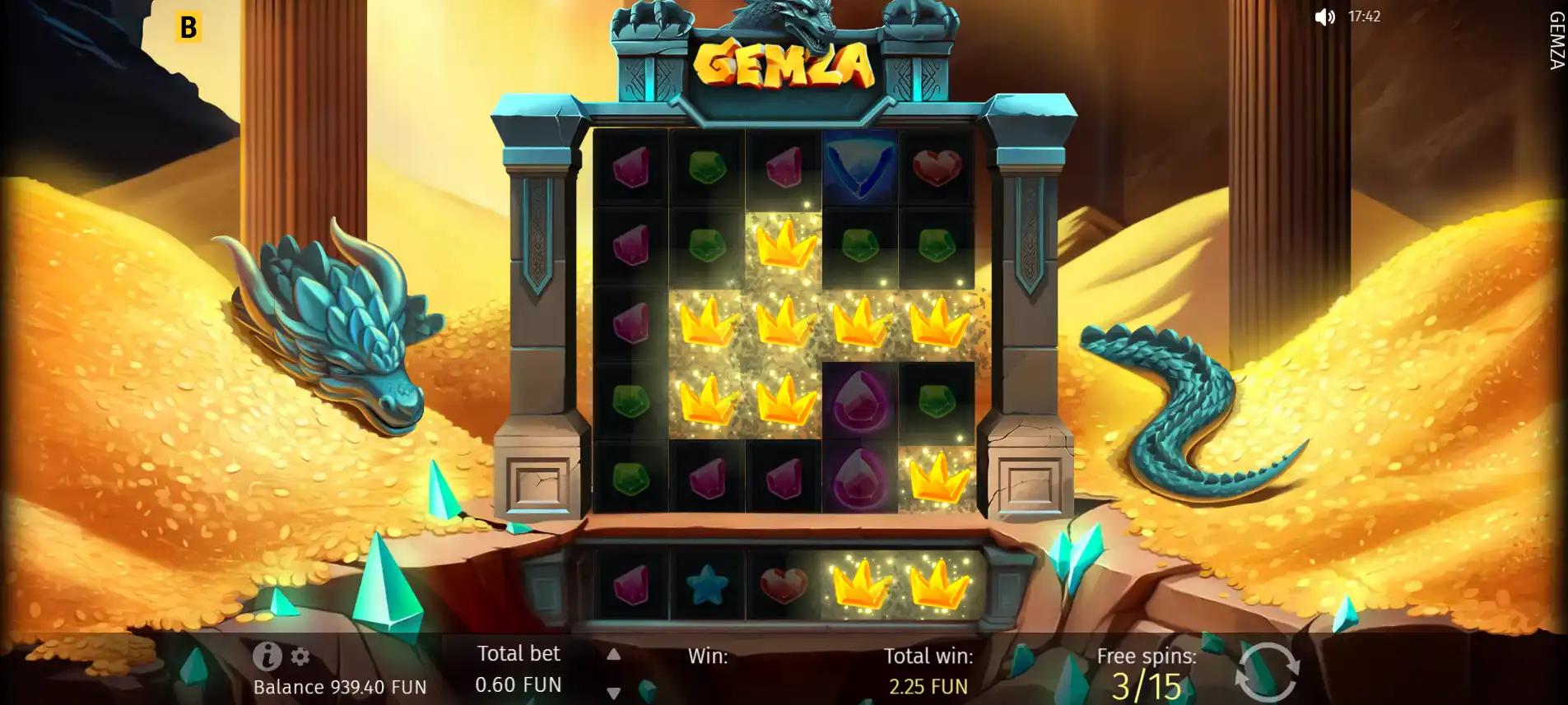 Gemza from bGaming A gameplay image of bGaming's bonus buy slot Gemza