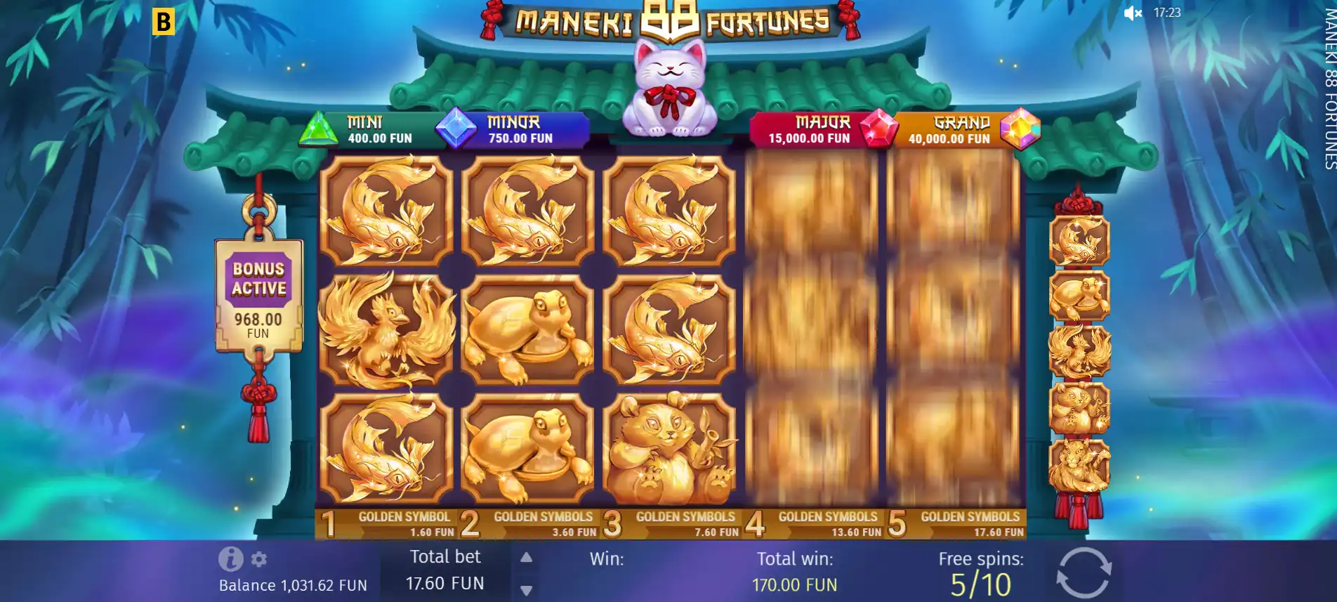 Maneki 88 Fortunes from bGaming A gameplay image of bGaming's Maneki 88 Fortunes