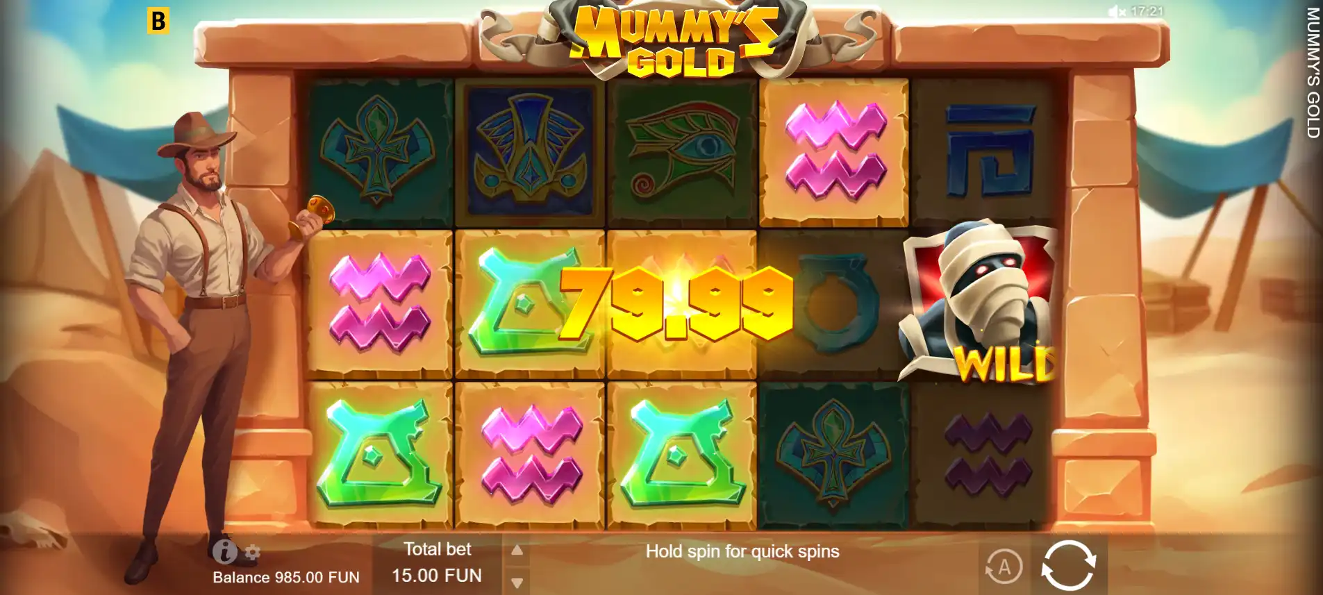Mummy's Gold from bGaming A gameplay image of bGaming's Mummy's Gold