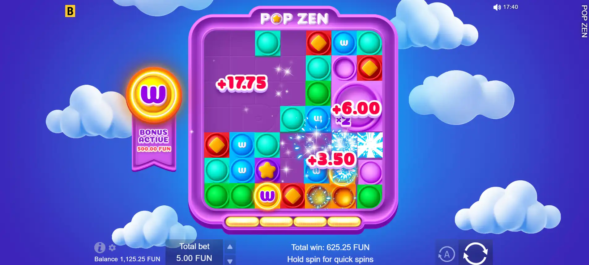 Pop Zen from bGaming A gameplay image of bGaming's bonus buy slot Gemza