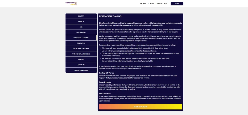 How Slotsroom ensures responsible gaming