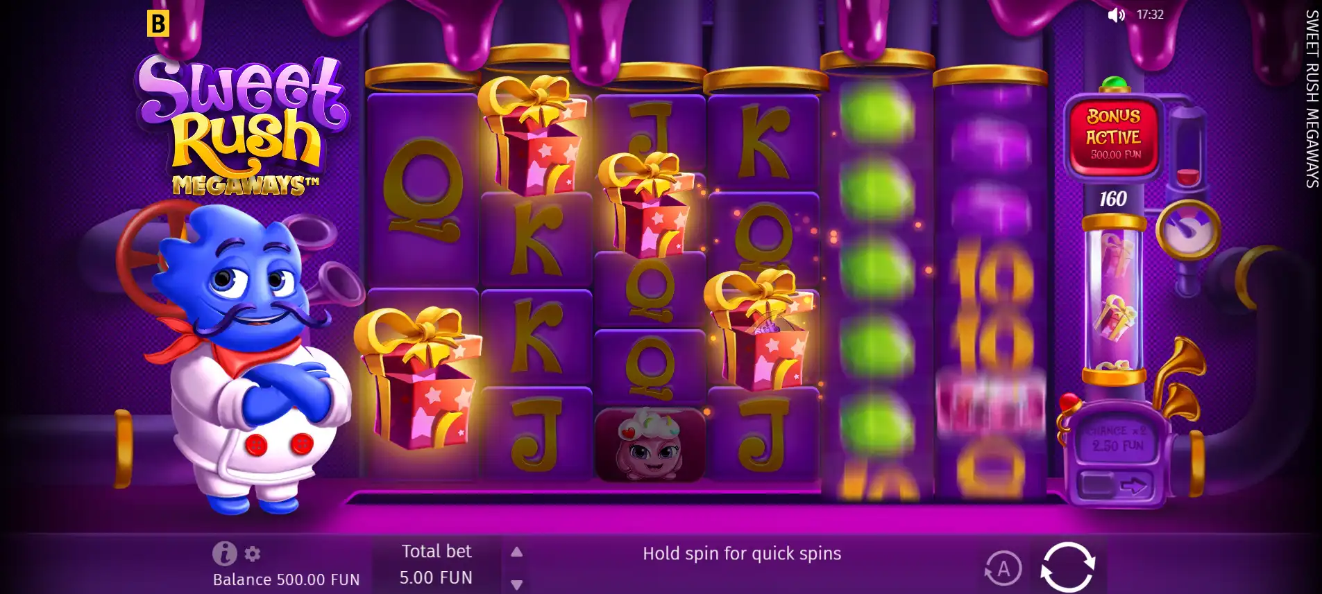 Sweet Rush Megaways slot from bGaming A gameplay image of bGaming's Sweet Rush Megaways