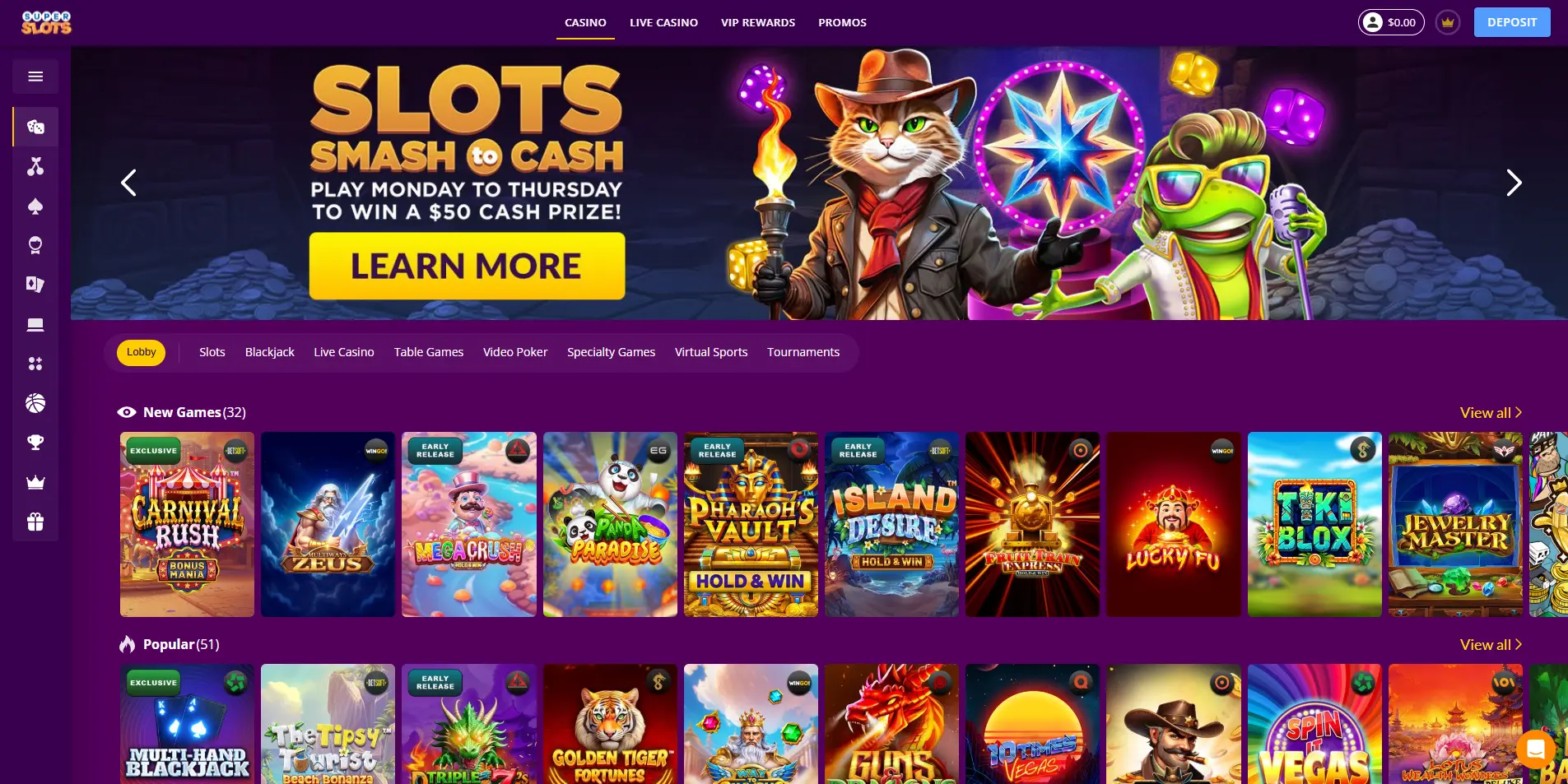 Start playing at Super Slots screneshot of the games at super slots casino